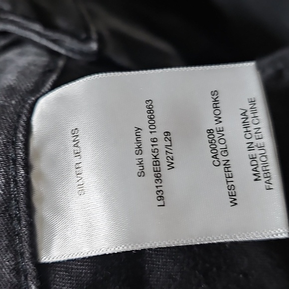 Silver Jeans Black Suki Skinny Jeans‎ Raw Hem Size 27 - Picture 4 of 6